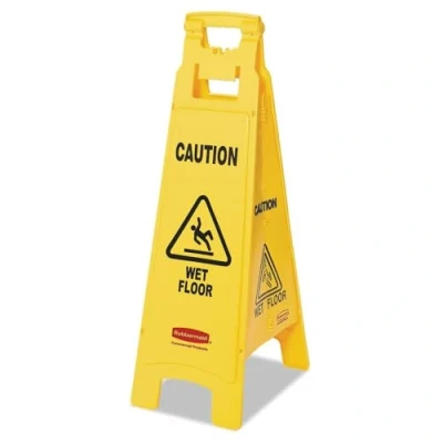Abbildung von Rubbermaid Commercial Products 4 Sided Floor Sign with Caution Wet Imprint Yellow