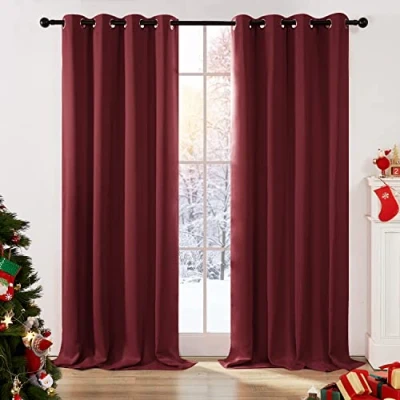 Abbildung von Deconovo Thermovorhänge Verdunkelungsgardinen mit Ösen Thermovorhang Kälteschutz Thermogardine Hitzeschutz Dicke Thermovorhang, 138x107cm (HöhexBreite), Rot, 2er Set