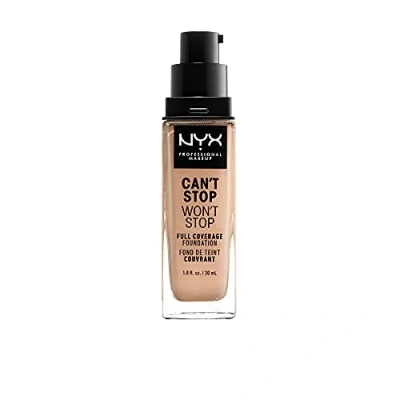 Abbildung von NYX Professional Makeup Can&#039;t Stop Won&#039;t Full Coverage Foundation, Langanhaltend, Wasserfest, Vegane Formel, Mattierter Teint, Farbton: Natural