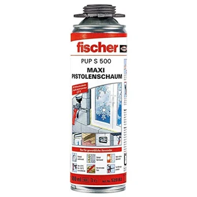 Abbildung von Fischer Pistolenschaum PUP S 750, Montageschaum Für Verfüllung, Dämmung &amp; Isolierung, Luftdichter Und Wasserfester Bauschaum Schaumpistolen, 750 Ml