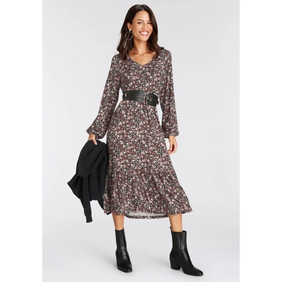Abbildung von Laura Scott Midikleid, mit Blumen Muster