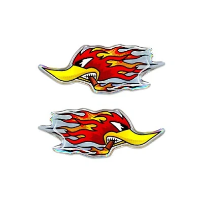 Abbildung von 4R Quattroerre.it 14206 3D Aufkleber Specht mit Flammen rechts und Links, 80 x 32 mm