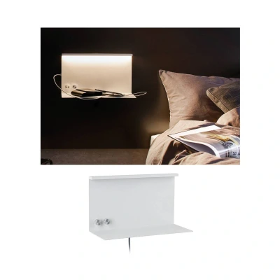 Abbildung von Paulmann 78919 LED Wandleuchte Jarina mit Ablage incl. 1x4,5 / 1x1,6 Watt dimmbar Wand Leselampe Weiß Leseleuchte Metall Wandlampe 3000 K