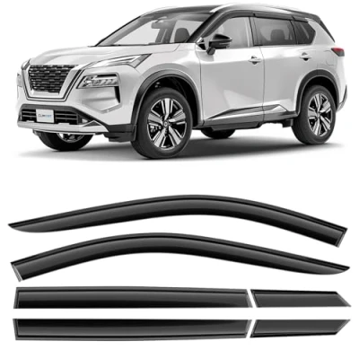 Abbildung von CLIM ART Windabweiser für/kompatible mit Nissan X Trail 2021 2024 SUV. Autofenster Regenschutz, Regenabweiser, Anklebbare Deflektoren, 6 Stück