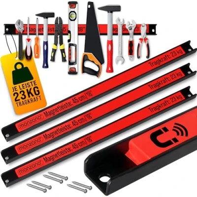 Abbildung von Deuba Werkzeughalter, 3x Magnetleiste 45cm 23kg Tragkraft Werkzeugleiste Organizer Werkstatt
