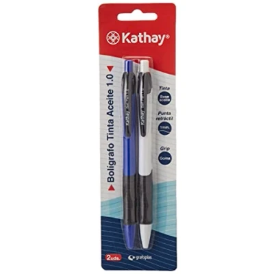 Abbildung von Kathay 86210499. Packung mit 2 Kugelschreibern Öltinte, Blau und Schwarz, 1 mm Spitze, perfekt für Büro