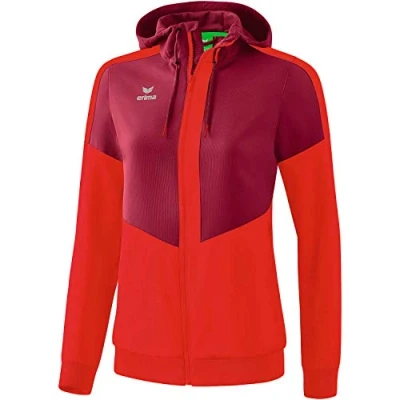 Abbildung von Erima Damen Squad Tracktop Trainingsjacke, Bordeaux/Rot, 40