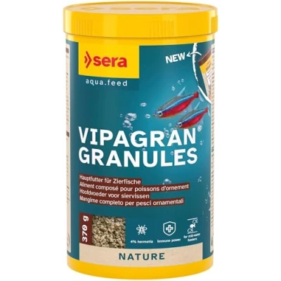 Abbildung von sera Vipagran Granules 1.000 ml (370 g) Hauptfutter aus Softgranulat 4% Insektenmehl Gesundes Wachstum &amp; kräftige Entwicklung Auch für Fische mit kleinem Maul Ohne Farb Konservierungsstoffe