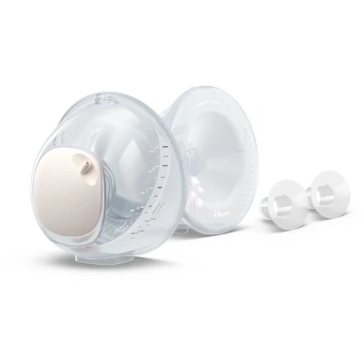 Abbildung von Philips Avent freihändige Doppel Auffangbecher, ultraleichte und transparente Auffangbecher für die elektrische Milchpumpe, 4 Brusthauben (2 x 21 mm, 2 24 mm), 19 mm Einsätze, SCF439/01
