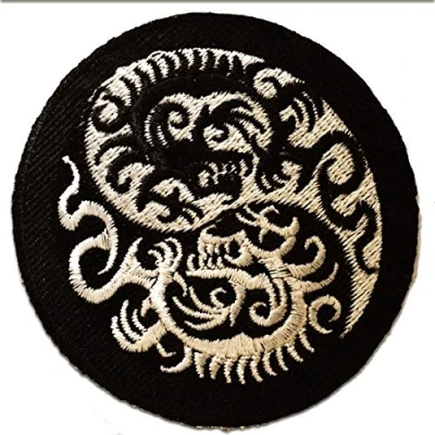 Abbildung von Catch the Patch Aufnäher Bügelbild, Aufbügler, Applikationen, Patches, Flicken, zum aufbügeln, Polyester, Yinyang drache spirituell Größe: Ø 7,5 cm