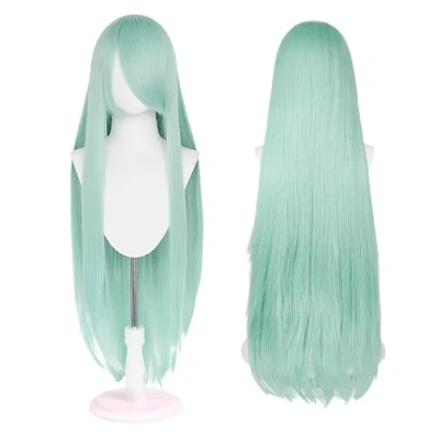 Abbildung von 100cm lange Perücke, universelle Anime Kostüm Cosplay perfekt für Party, täglichen Gebrauch, Festivals und Halloween, ideal TV, Film, Charakter (Pastellgrün)