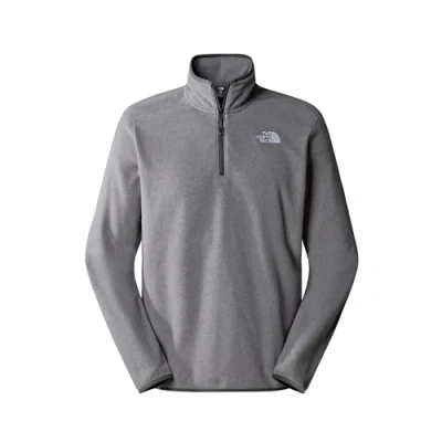 Abbildung von The North Face 100 Glacier 1/4 ZIP Fleecepullover, Herren, Größe: XL, Medium grey heather