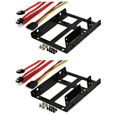 Abbildung von Rhombutech® SET2x Einbaurahmen für 2X 2,5 Zoll Festplatten/SSD auf 3,5 Metall sehr stabil optimiert SSD Halterung Schienen inkl.Befestigungsschrauben (Set HL SD3)