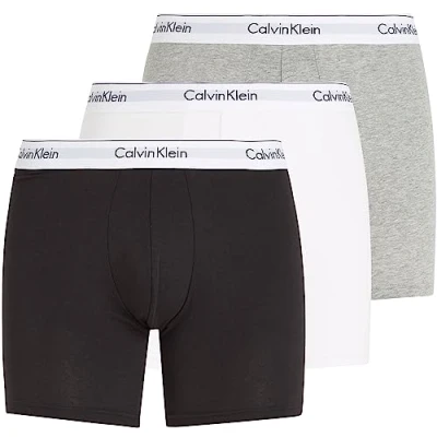 Abbildung von Calvin Klein Herren 3er Pack Boxer Briefs Baumwolle mit Stretch, Mehrfarbig (Black/White/Grey Heather), S