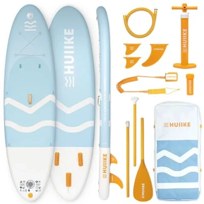 Abbildung von HUIIKE Stand Up Paddling Board mit Zubehör, Paddel, Finnen, Pumpe. Paddle Sup Aufblasbar Hohe Stabilität und Widerstandsfähigkeit. 305 x 84 15 cm, Belastbar bis 130 kg
