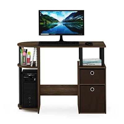 Abbildung von Furinno JAYA Simplistisch Computer Schreibtisch mit Schubladen, Columbia Walnuss/Schwarz