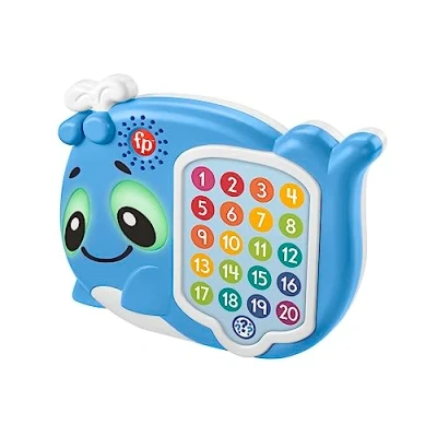 Abbildung von Fisher Price HJR75 BlinkiLinkis Quiz Wal, interaktives Lern Spielzeug mit Musik, Lichtern, Melodien und Sätzen, Babyspielzeug für Kinder ab 18 Monaten
