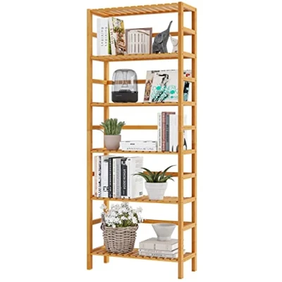 Abbildung von VIAGDO Bambusregal, Küchenregal, Badregal, Bücherregal, Standregal mit 6 verstellbaren Ablagen, 60 x 26 162 cm, für Bad, Küche, Wohnzimmer, Schlafzimmer, Balkon, Naturfarben