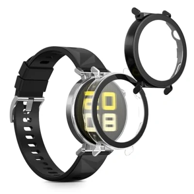 Abbildung von kwmobile 2X Cover kompatibel mit Huawei Watch GT5 41mm Hülle Fullbody Fitnesstracker Case Set aus Glas Transparent Schwarz