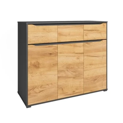 Abbildung von Vicco Kommode Ruben, Anthrazit/Goldkraft Eiche, 120 x 101 cm mit Schubladen