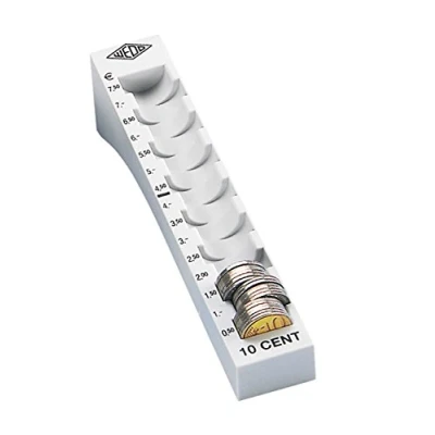 Abbildung von Wedo 160701037 Münzrille (0,10 Euro, 10 Cent, Kunststoff für 75 Münzen mit Markierungen 18 x 4,5 3,2 cm) lichtgrau