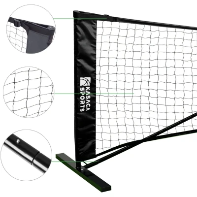 Abbildung von Pickleball Netz in offizieller USAPA Größe 670 x 91 cm Robuster Eisenrahmen &amp; 3 Fach Polyester Tragetasche inklusive 22ft für Turnier Freizeit