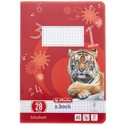 Abbildung von Herlitz 11322625 Heft A5, Lineatur 28 (kariert mit 2 Rändern), 16 Blatt, FSC Mix, 10 Stück