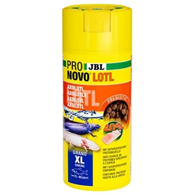 Abbildung von JBL PRONOVO LOTL GRANO, Hauptfutter für Axolotl von 15 25 cm, Fischfutter Granulat, Größe XL, 250 ml