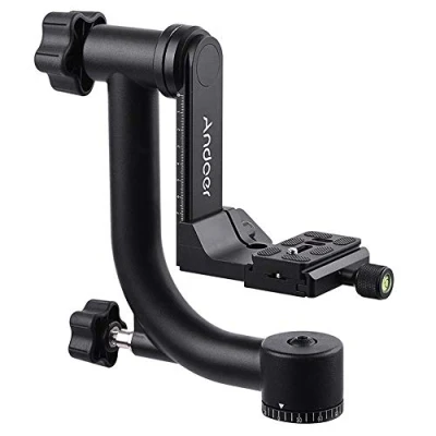 Abbildung von Andoer Robuster Gimbal Kardan Stativkopf mit Arca Swiss Schnellwechselplatte, Aluminiumlegierung, DSLR max. Belastung 13,6 kg/13,6 kg