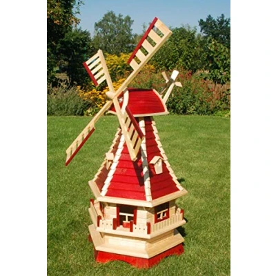 Abbildung von DSH DEKO SHOP HANNUSCH Gartenfigur Windmühlen mit Lamellendach und Solar Höhe 1,3 m