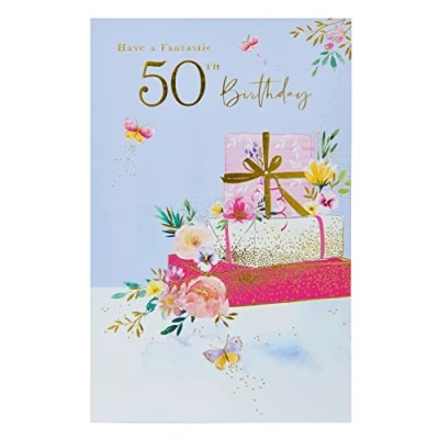Abbildung von UK Greetings Geburtstagskarte zum 50. Geburtstag für Sie/Freund Geschenk Design