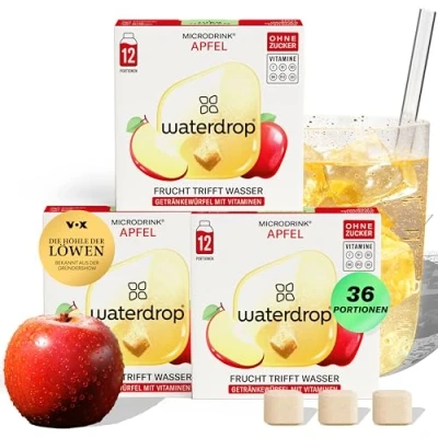Abbildung von waterdrop® Microdrink Apfel 36 Waterdrop Drops Würfel mit fruchtigem Geschmack zuckerfreier Durstlöscher &amp; Alternative zu Getränke Sirup und Geschmackspulver Flavour Vitaminen