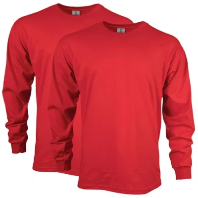 Abbildung von Gildan Unisex Erwachsene Ultra Cotton Long Sleeve, Style G2400, Multipack T Shirt, Rot (2er Pack), XXL