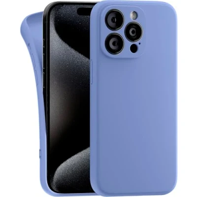 Abbildung von MyGadget Hülle Kompatibel mit iPhone 15 Pro Max robuste Silikon Schutzhülle TPU Case Slim Silikonhülle Back Cover Kratzfest Handyhülle Matt Blau