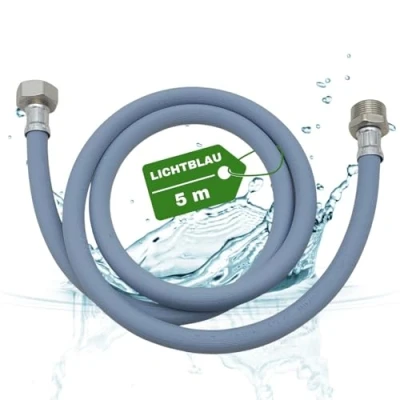 Abbildung von LICHTBLAU Verlängerung Zulaufschlauch I 5m mit METALLGEWINDE Geschirrspüler Waschmaschine Anschluss 3/4 Zoll Wasserzulaufschlauch universell verwendbar Hersteller unabhängig