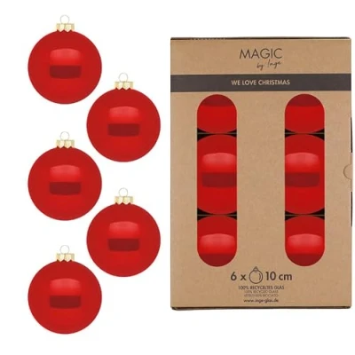 Abbildung von MAGIC by Inge Weihnachtsbaumkugel, Weihnachtskugeln Glas 10cm 6 Stück Modern Red