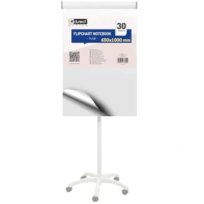 Abbildung von D.RECT 1 x Flipchart Block, Blanko, Weiss, 80 g/qm Papier, 650x1000, 5 fach Lochung, Block mit 30 Blatt