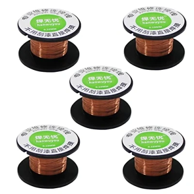 Abbildung von WANGCL 5 Rollen Kupferlackdraht 0,1 mm X 15 m Kupferdraht Lackdraht Reparatur für Transformatoren Motoren Lautsprecher