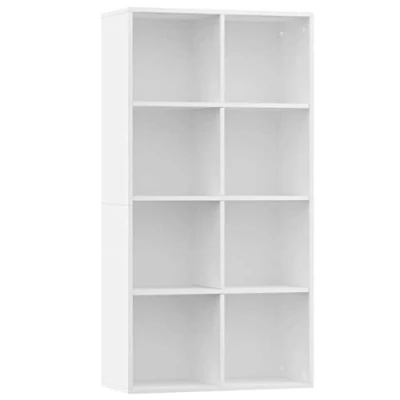 Abbildung von vidaXL Sideboard Bücherregal, Bücherschrank mit 8 Fächern, Würfelregal Standregal für Wohnzimmer, Büroregal Aktenregal, Weiß Holzwerkstoff