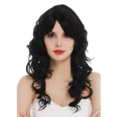 Abbildung von WIG ME UP R 088 1B Perücke Damenperücke lang gelockt Locken Scheitel Schwarz