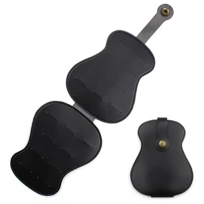Abbildung von Plektrum Box,Gitarren Halter Etui,Plektrum Tragbares Pu Leder Gitarrenplektrum,Haltertasche,Vitrine,PlektrumOrganizer,Zubehör,Musikgeschenk für Gitarristen und Musiker