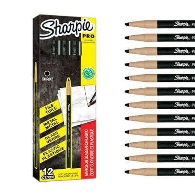 Abbildung von Sharpie Peel Off Porzellanmarker feine Spitze schwarz Schreibt auf Glas, Porzellan und Plastik 12 Stück Wachsmarker
