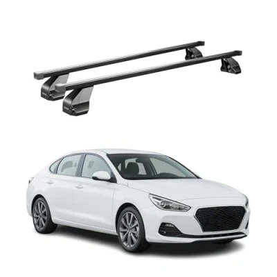 Abbildung von Menabo Stahl Gepäckträger Dachträger kompatibel mit Hyundai i30 Fastback 2016 2024 Schwarz