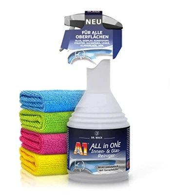 Abbildung von Autopflege Set: Dr. Wack ALL in ONE Innenreiniger Glasreiniger &amp; Kunststoffreiniger + Shiny Freaks Edgeless Allrounder Premium Mikrofasertuch 200GSM 2 teilig
