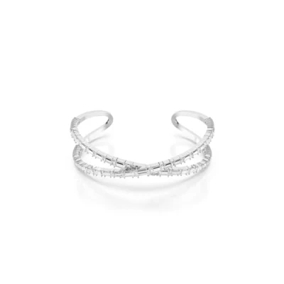 Abbildung von Swarovski Hyperbola CUFF Armband silvercoloured, Damen, Größe: Large, Silver coloured