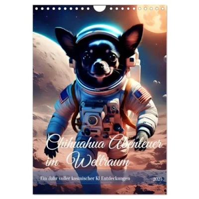 Abbildung von Chihuahua Abenteuer im Weltraum (Wandkalender 2025 DIN A4 hoch), CALVENDO Monatskalender