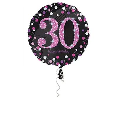 Abbildung von Folie Ballon funkelt 30 schwarzrosa