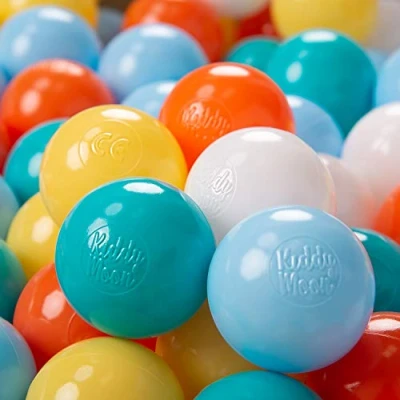 Abbildung von KiddyMoon 100 ∅ 6Cm Kinder Bälle Für Bällebad Spielbälle Baby Plastikbälle Made In EU, Weiß/Gelb/Orange/Baby Blau/Türkis