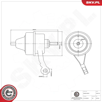 Abbildung von ESEN SKV 75SKV124 Motorlager rechts Hydrolager Aluminium, Gummi 190mm 100mm MINI: Schrägheck, Cabrio