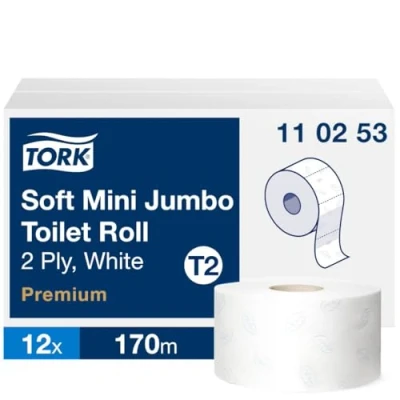 Abbildung von Tork weiches Mini Jumbo Toilettenpapier, 170 m, 9,7 cm, 18,8 5,9 14 188 mm